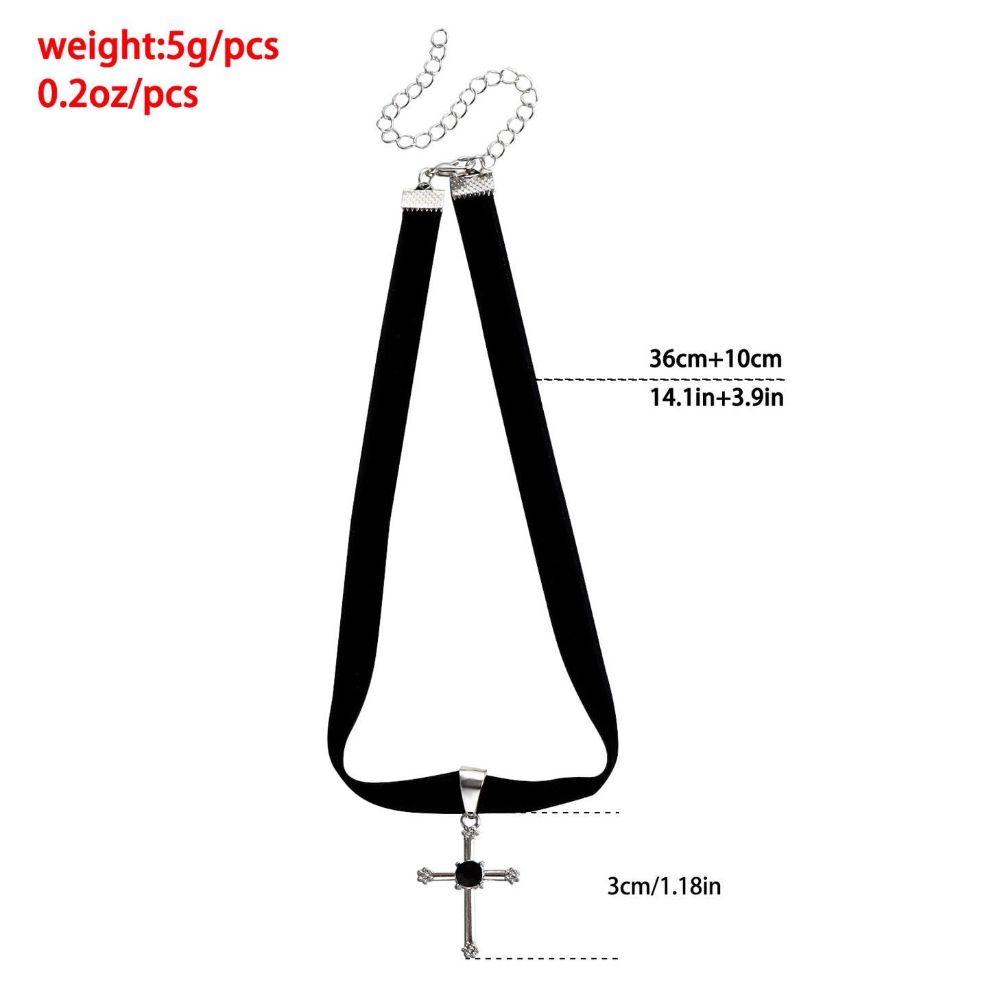 Gothic Style Cross Pendant Necklace with Black Satin Ribbon Short Clavicle Chain Alloy Plated Jewelry for Women