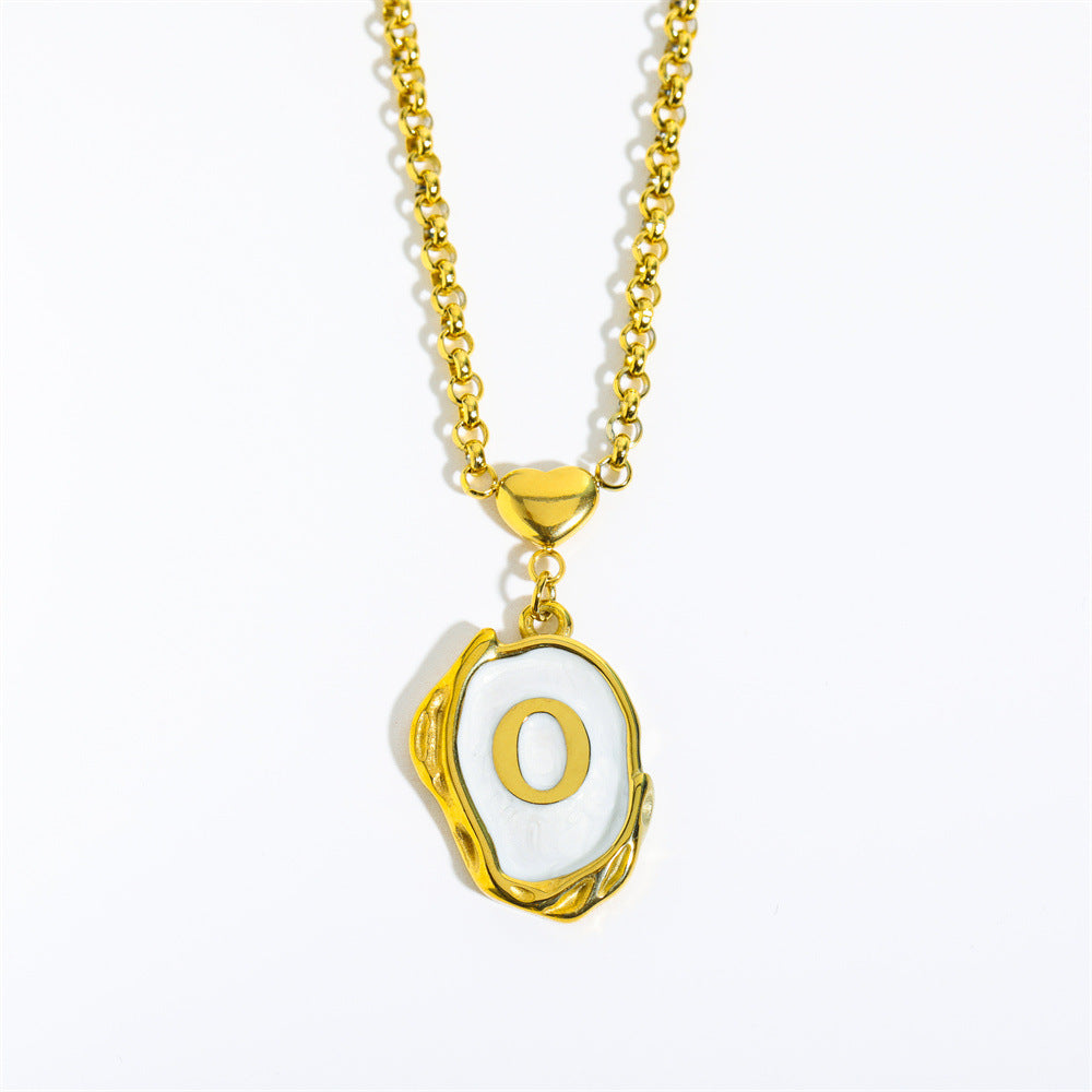 Collana Minimalista in Acciaio Inossidabile a Forma di Lettera con Placcatura in Oro 18K e Catena a O per Uomo e Donna