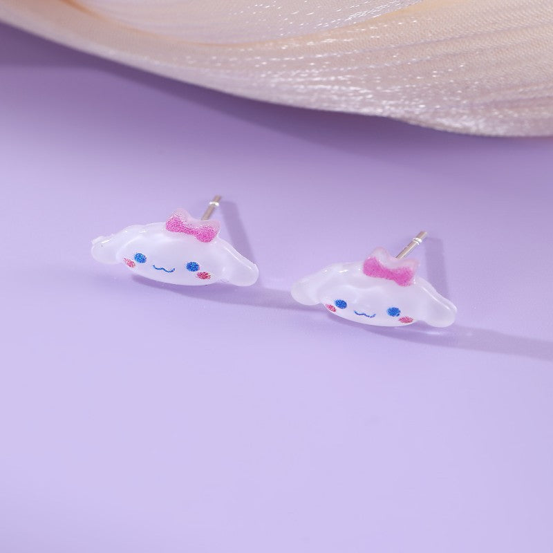 Orecchini a perno in resina con cartone animato minimalista Kuro Mi per bambine dai 3 ai 10 anni, gioielli per bambini stile principessa