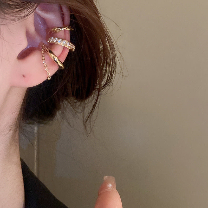 Orecchini da donna in rame con zirconi, dal design geometrico minimalista di lusso a ferro di cavallo