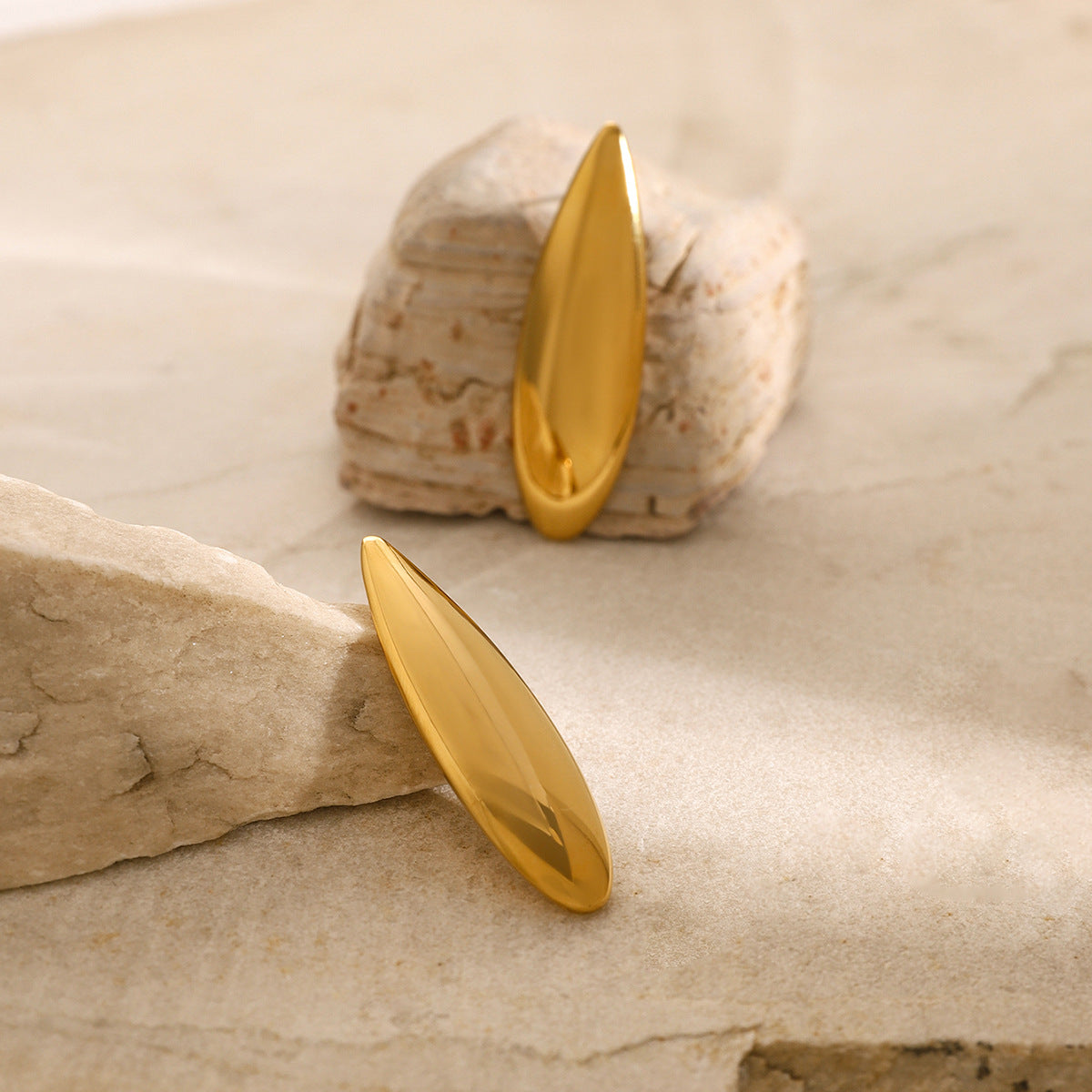 Minimalist 18K Gold Plated Teardrop Stainless Steel Earrings