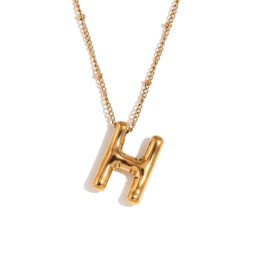 Fashionable Letter-Shaped Stainless Steel Pendant Necklace with 18K Gold Plating for Women