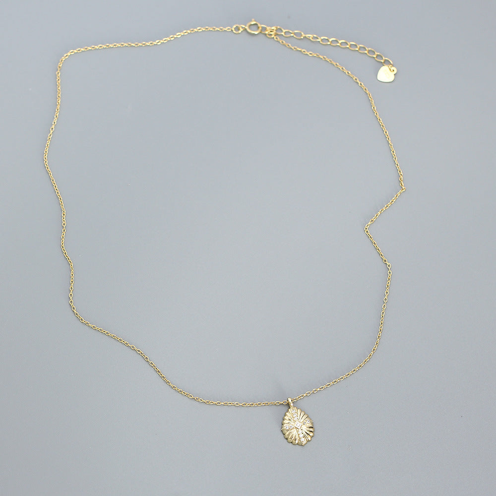 Collana da donna a forma di goccia minimalista placcata in argento sterling S925 con intarsi di strass