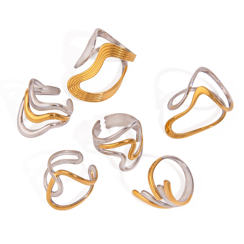 Geometric Plated Stainless Steel Ring for Women