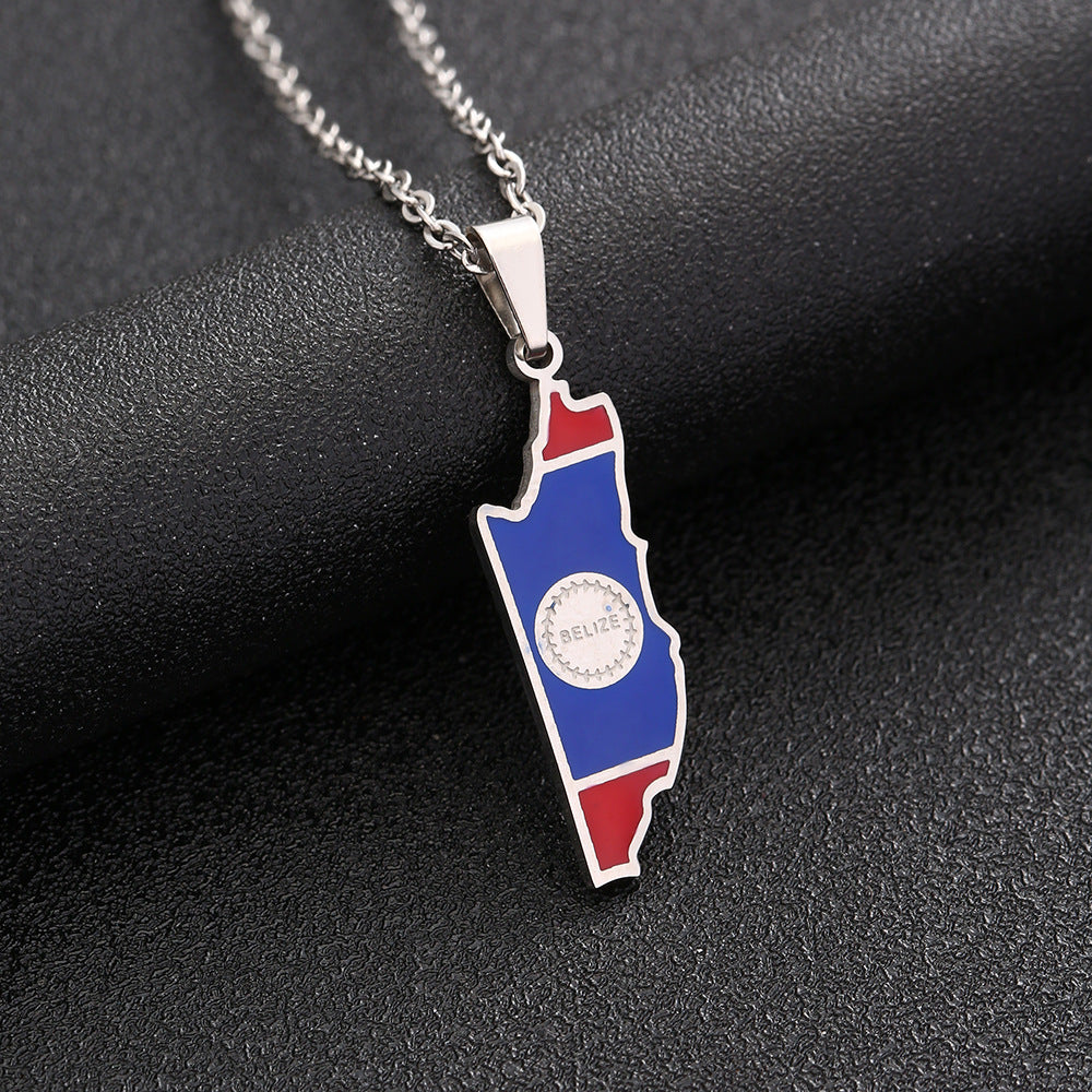 Collar con colgante esmaltado geométrico vintage de acero inoxidable con dije de acero de titanio en cadena tipo O para unisex