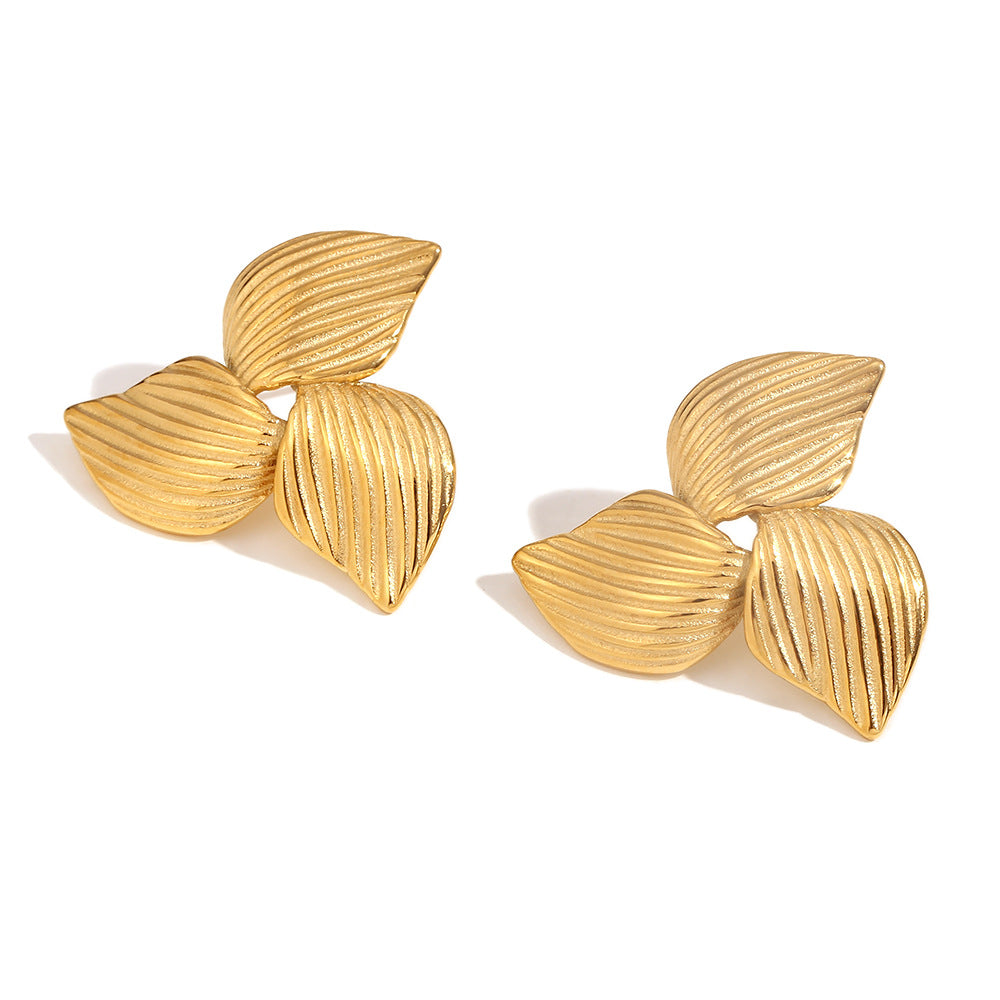 Orecchini geometrici in acciaio inossidabile placcati oro 18K da donna