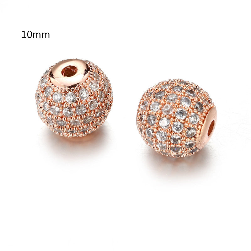 Brass Gold Plated Round Cubic Zirconia Ball Pendant Bead Charm