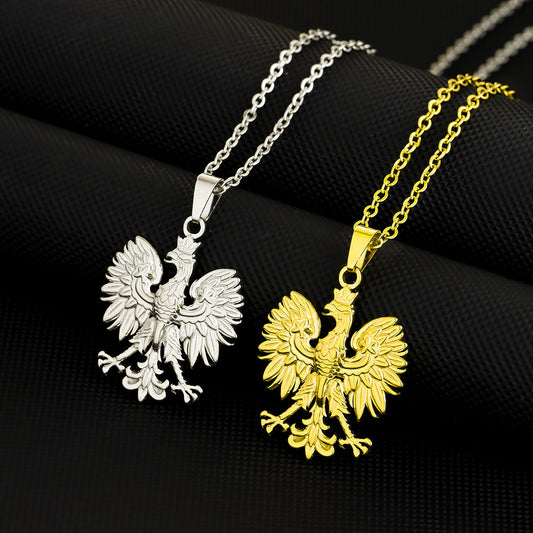 Minimalist Eagle Pendant Necklace in Titanium Steel with Plated Finish on O-Chain for Unisex Wear