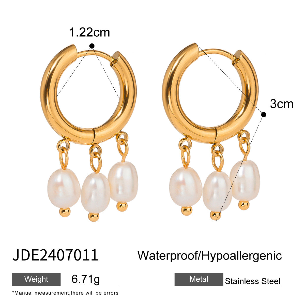 Geometric Stainless Steel Ear Studs with Gold Plating for Women, Minimalist Fashion Jewelry