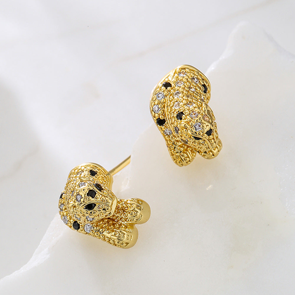 Orecchini a perno geometrici minimalisti in rame con perni placcati in oro 18K e zirconia micro-pavé