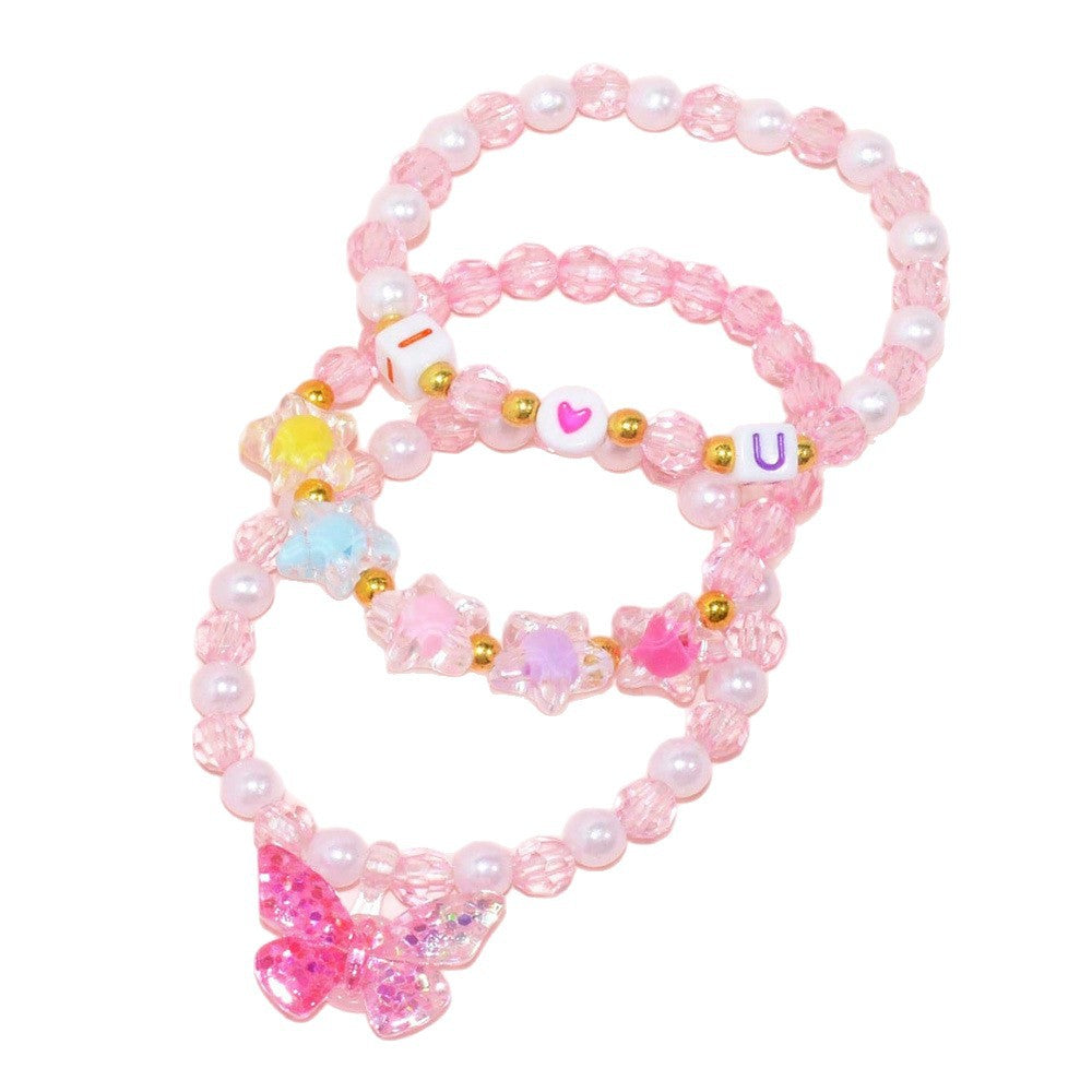 Bracciale in resina per bambine dai 3 ai 10 anni, stile cartone animato, a forma di cuore, stella e farfalla, con ciondolo a unicorno