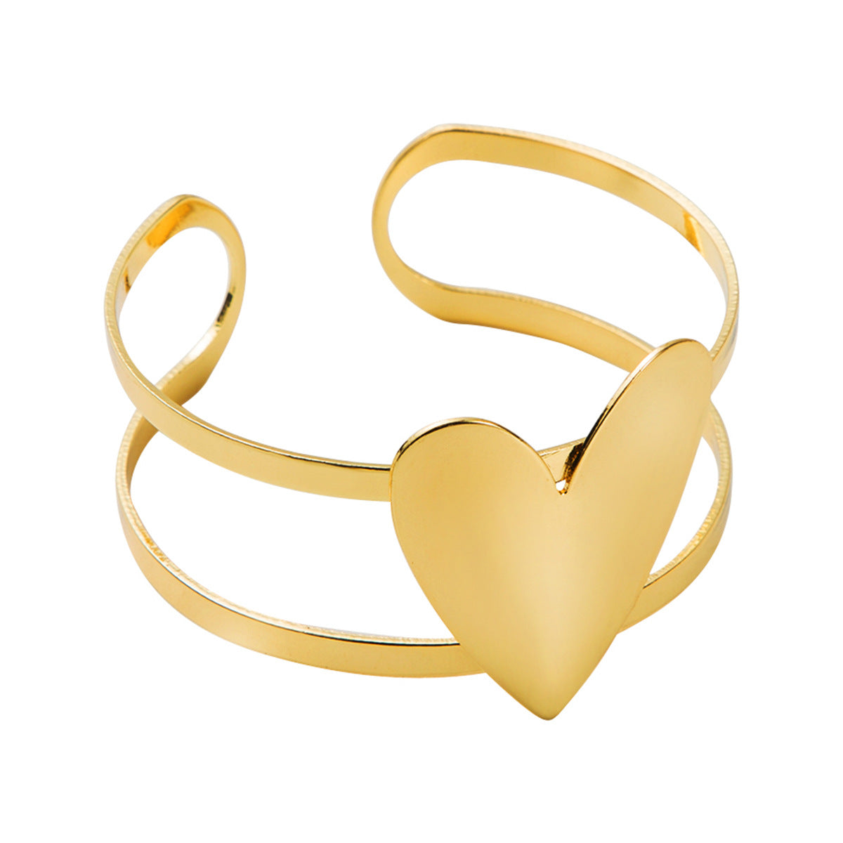 Bracciale da donna a cuore aperto geometrico minimalista stile freddo con base in ferro e finitura placcata