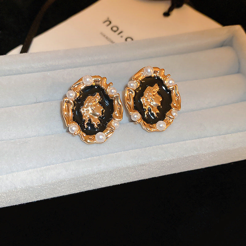 Vintage Geometric Earrings with Rhinestone Inlay for Women Copper Base with Stainless Steel Posts