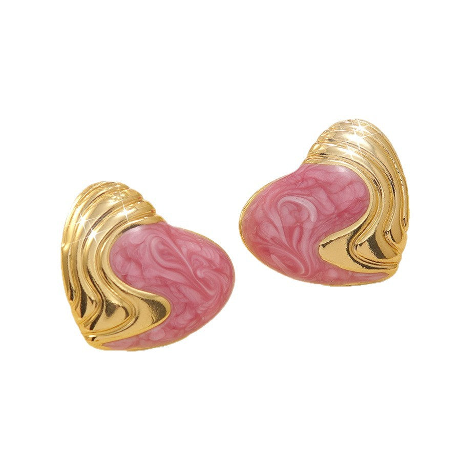 Orecchini Eleganti Casual a Goccia con Cuore in Acciaio Inossidabile