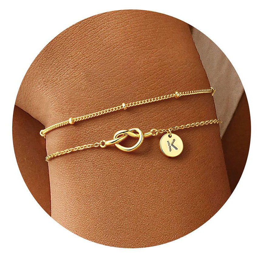 Fashion Layered Stainless Steel Letter Bracelet for Women