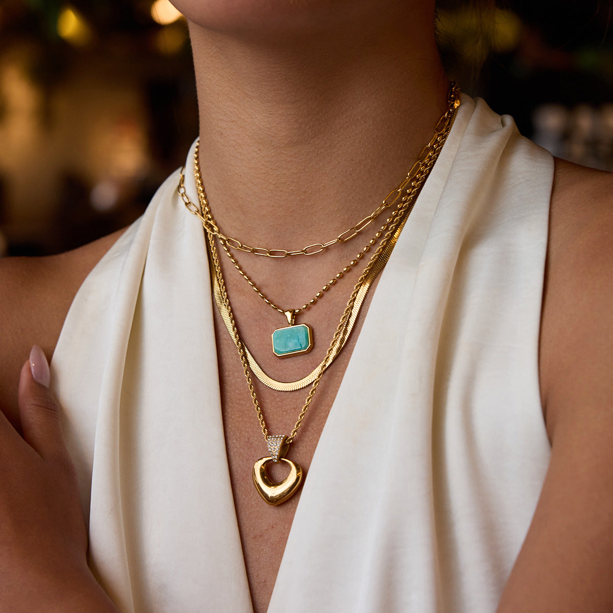 Minimalist Heart Titanium Steel Pendant Stainless Steel Necklace for Women