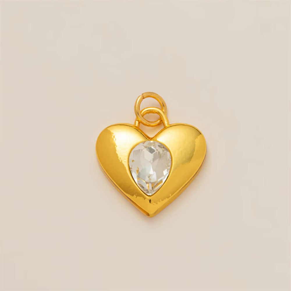 Minimalist Gold Plated Brass Pendant Necklace with Heart Moon Star Butterfly and Floral Design