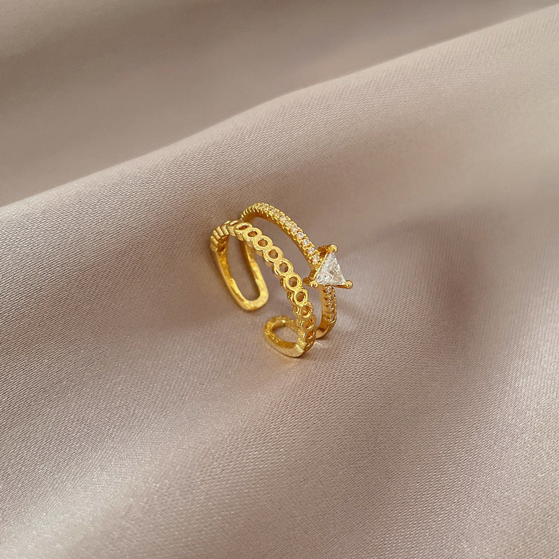 Anello in ottone a forma di corona in stile Kawaii con placcatura in oro e fascia aperta regolabile da donna