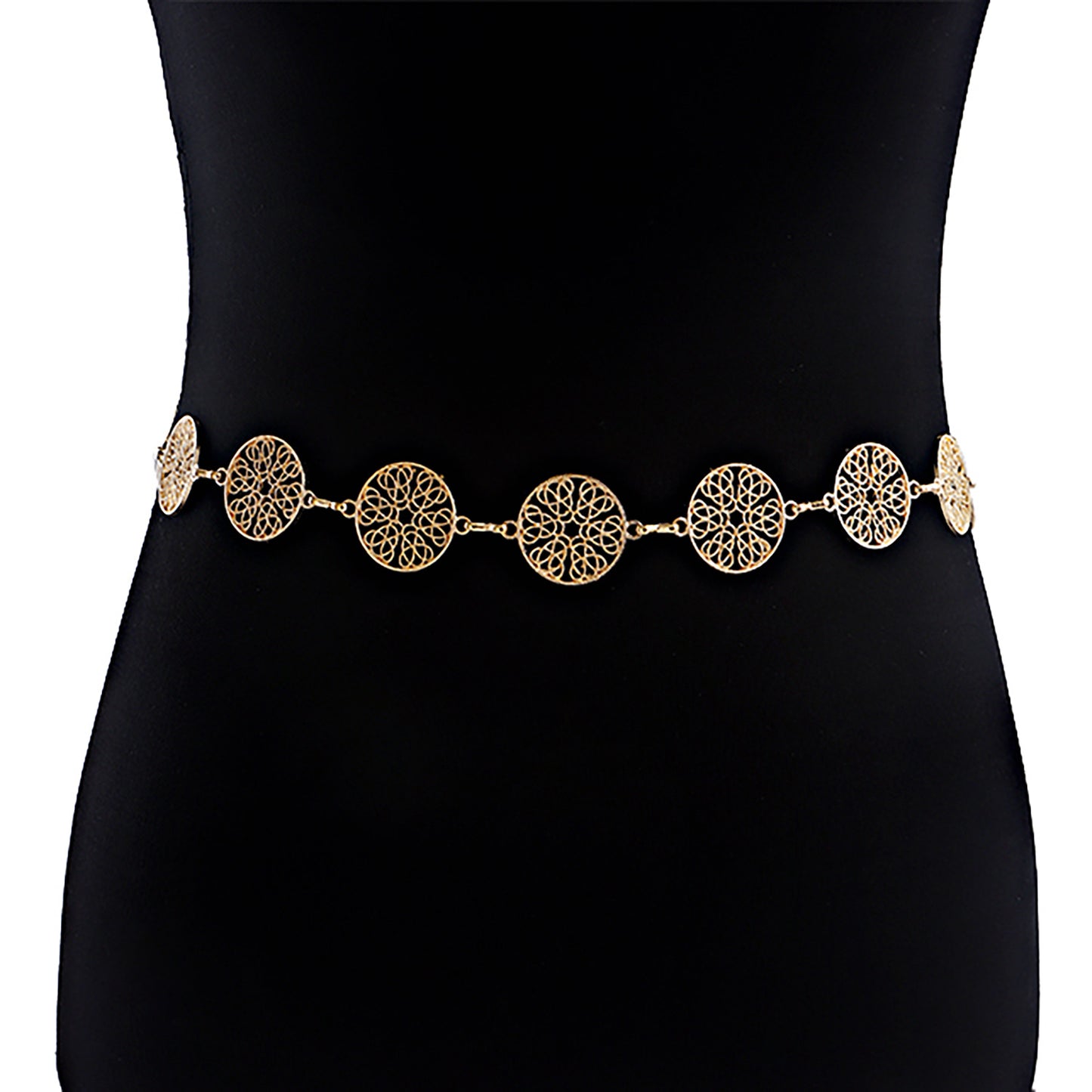 Punk Style Leaf-Shaped Metal Waist Chain for Women with Hook Closure Minimalist Decorative Thin Belt