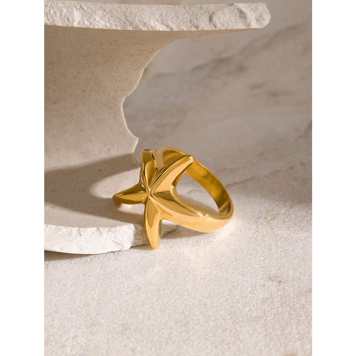 18K Gold Plated Stainless Steel Star Ring
