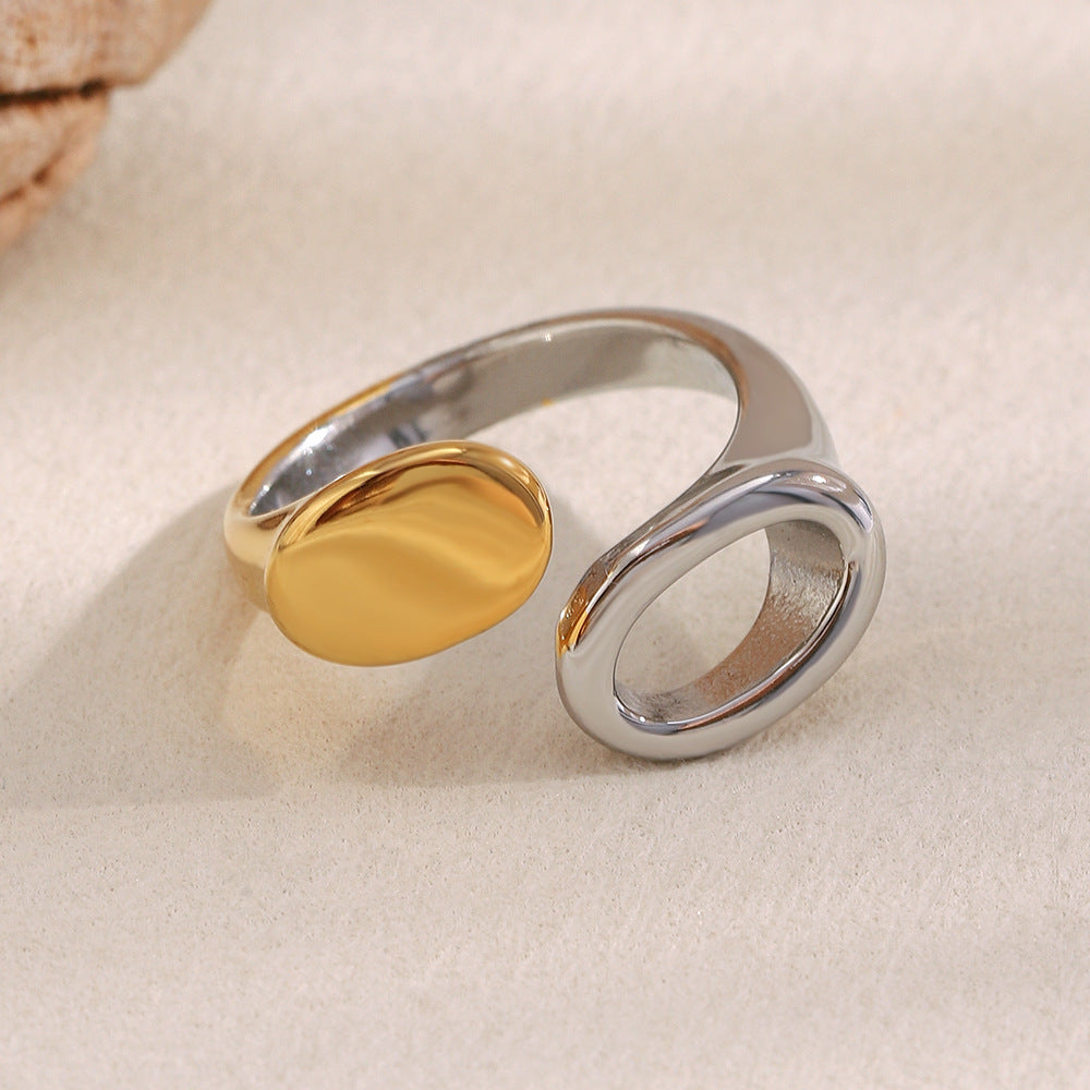 Anello Minimalista Geometrico da Donna in Acciaio Inossidabile Placcato Oro 18K