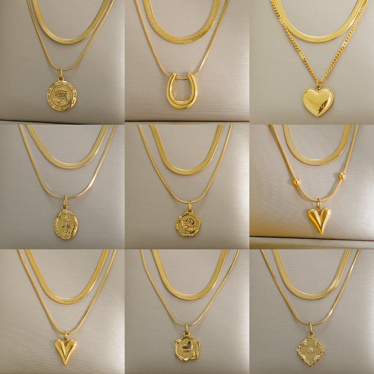 Collana corta a strati in acciaio inossidabile placcato con ciondolo a rosa floreale minimalista da donna con catena a lama