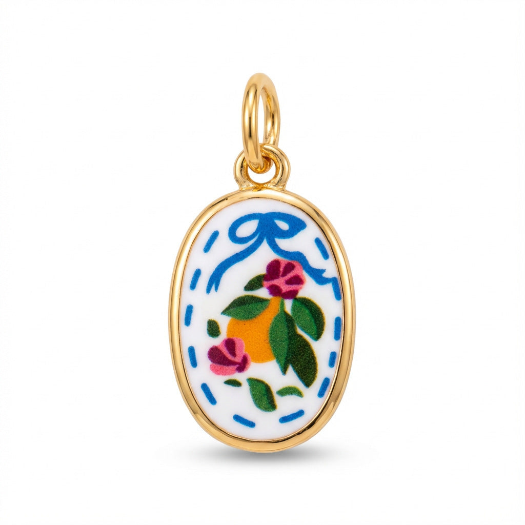 Vintage Plated Drip Oil Brass Fruit Cartoon Charm Bar