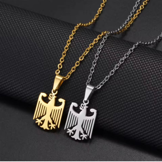 Collana Pendente Aquila Geometrica in Acciaio Inossidabile con Finitura Lucida per Uomo e Donna