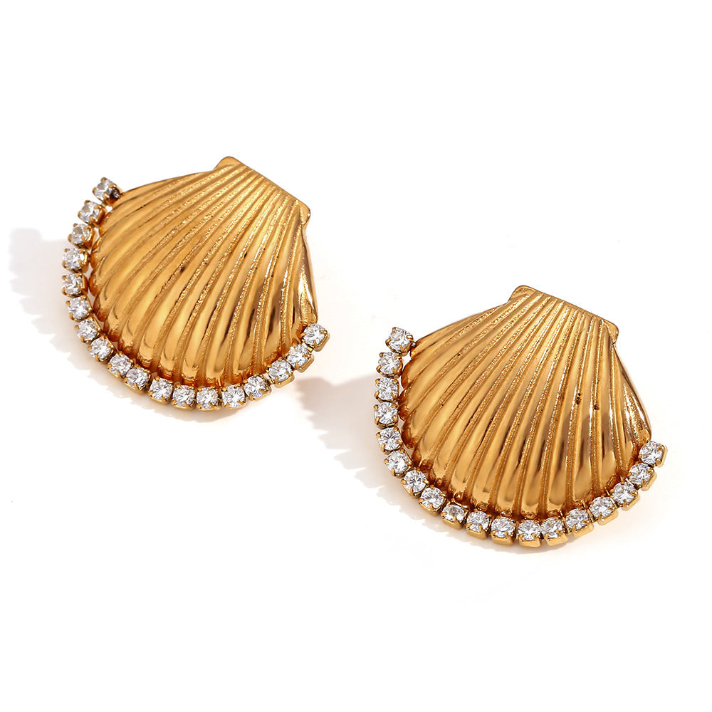 Vintage Geometric Stainless Steel Earrings with 18K Gold Plating for Women