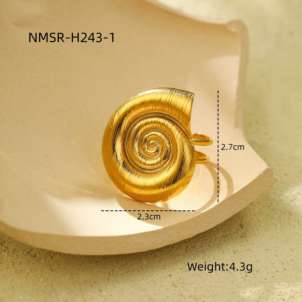 Anello da donna in acciaio inossidabile a forma di stella marina e conchiglia, con finitura galvanica