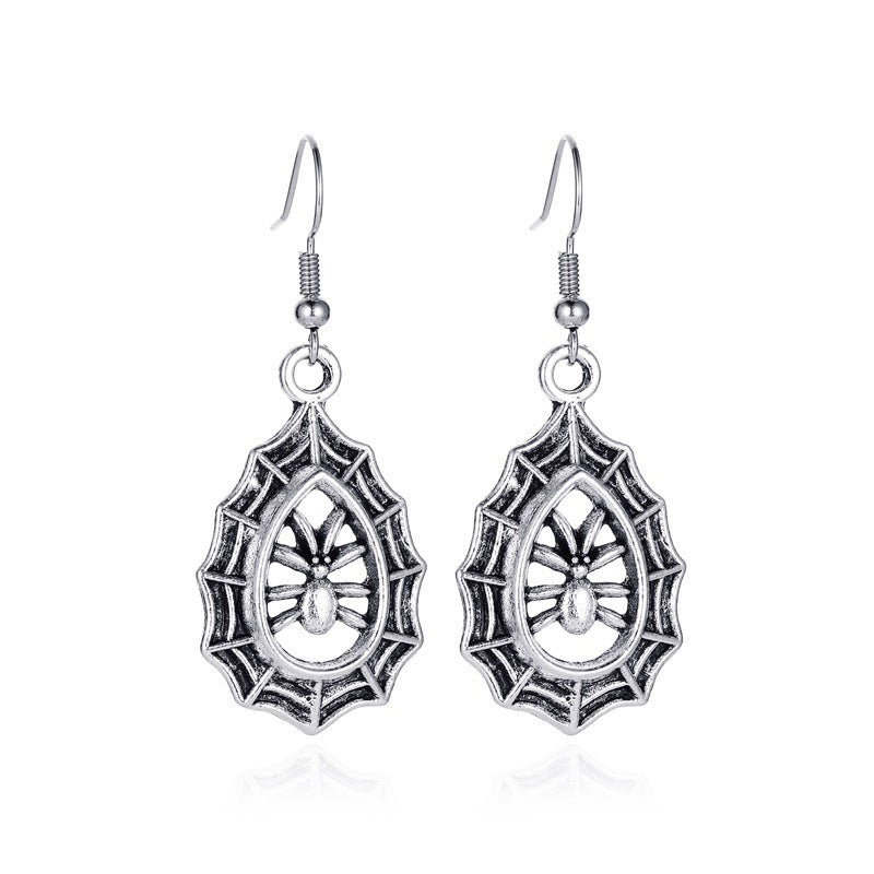 Pendientes de aleación con diseño de calabaza y calavera, estilo punk, chapados en oro, para mujer, temáticos de Halloween