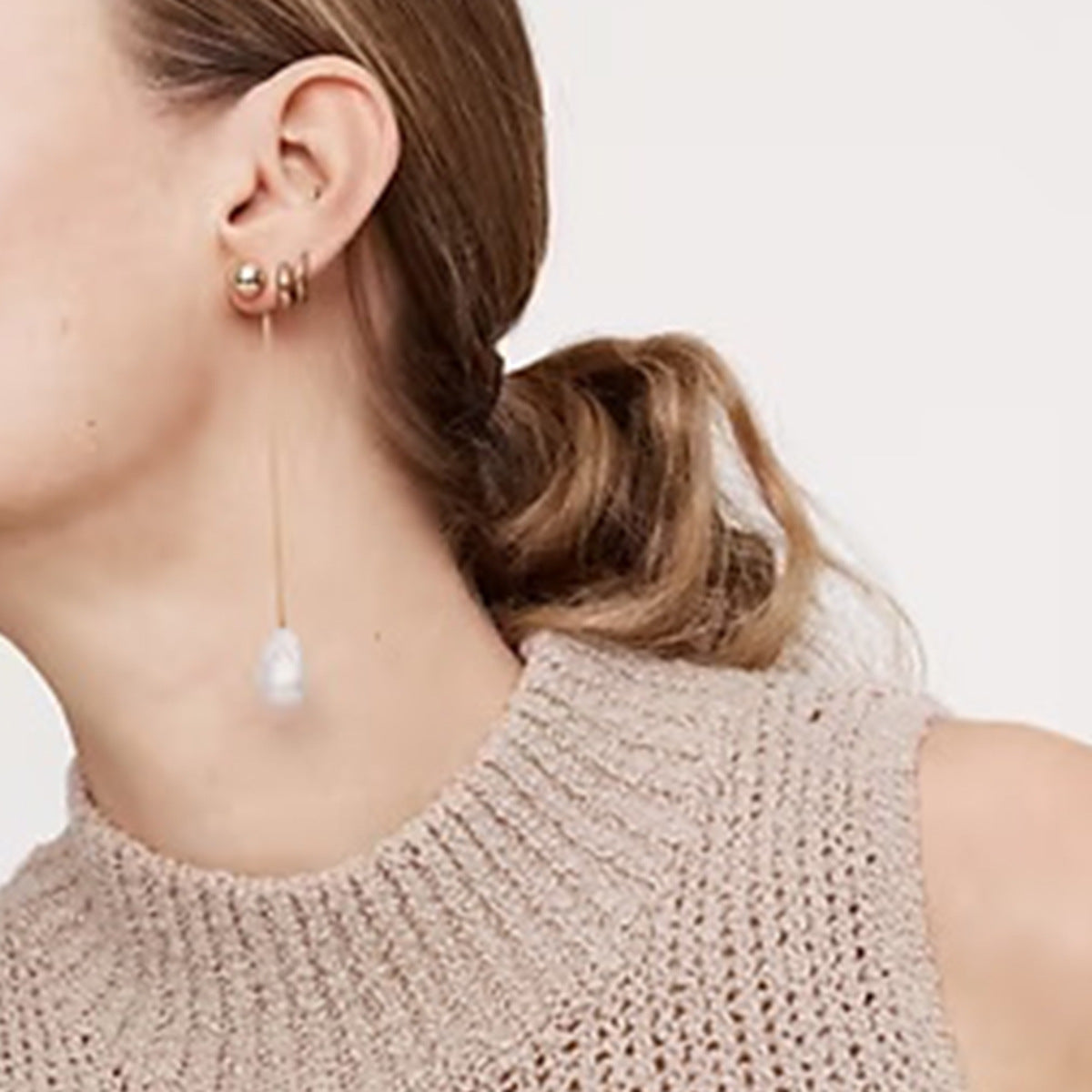 Pendientes geométricos de acero inoxidable con acabado chapado para mujer, elegantes, de lujo, joyería para la oreja