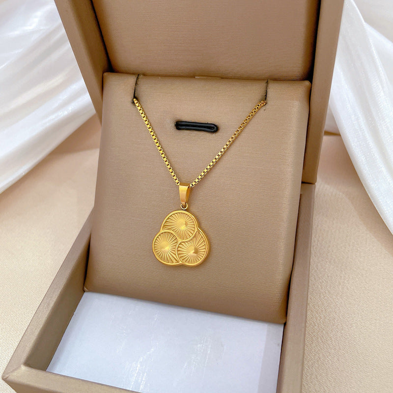 Collana pendente girevole in acciaio al titanio geometrica minimalista con placcatura in oro per donna e uomo