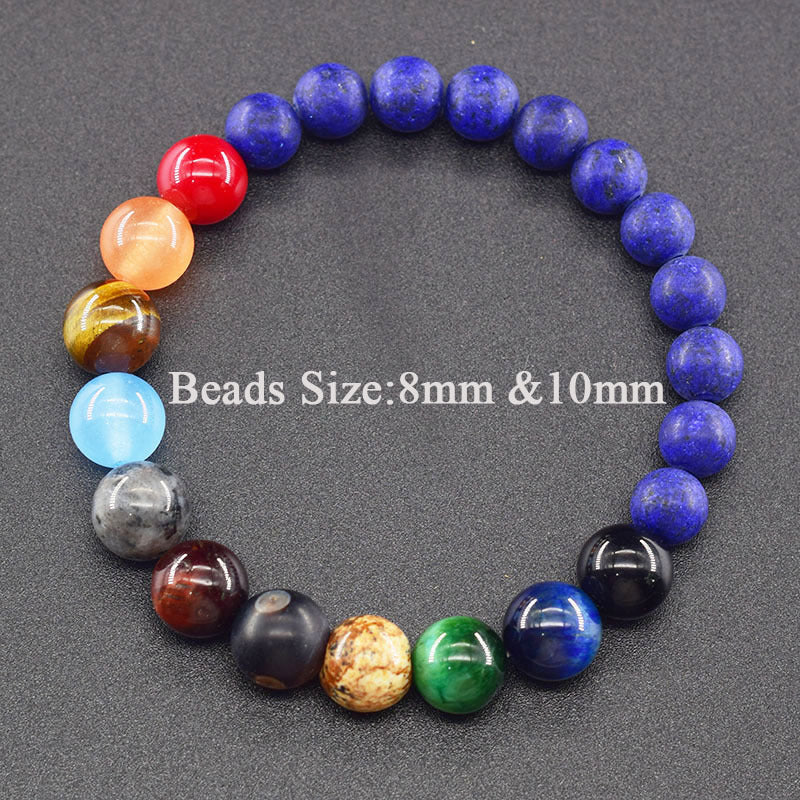 Classic Sweet Natural Gemstone Round Geometric Stretch Bracelet Unisex Jewelry Gift