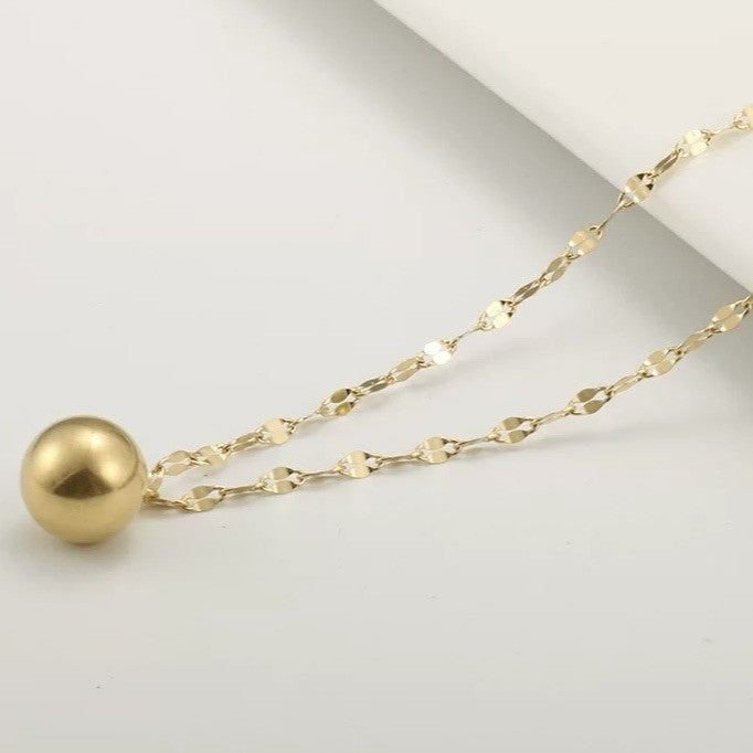 Minimalist Round Plated Titanium Steel Bead Necklace for Women