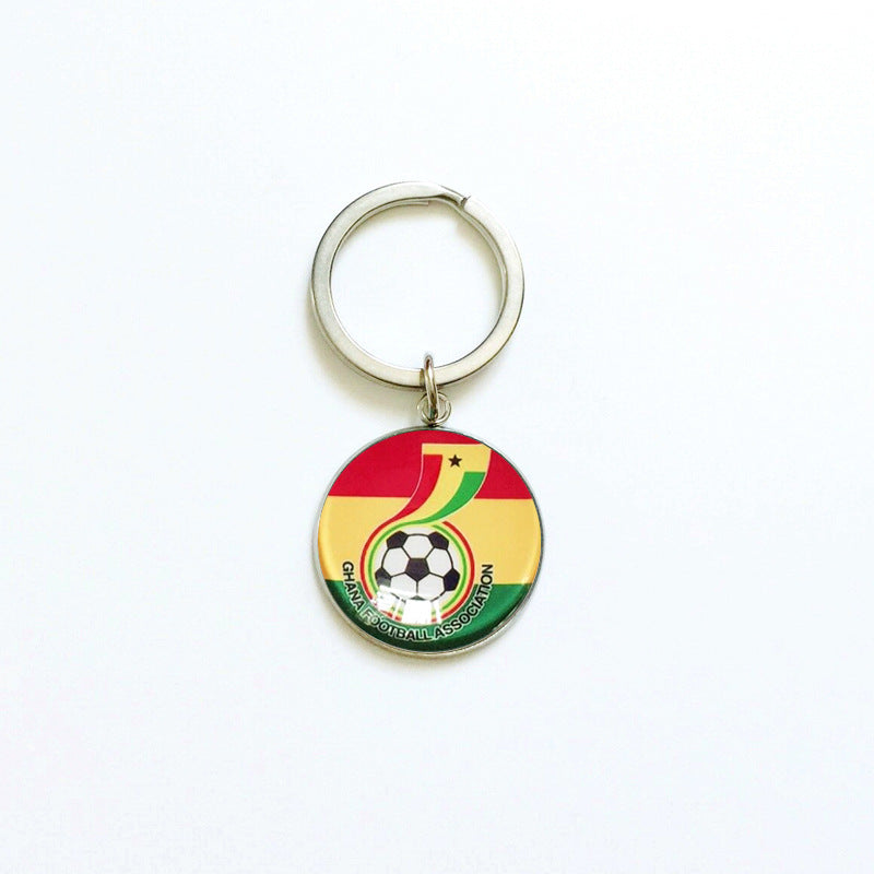 Sporty Round Stainless Steel Keychain National Football Team Souvenir Gift