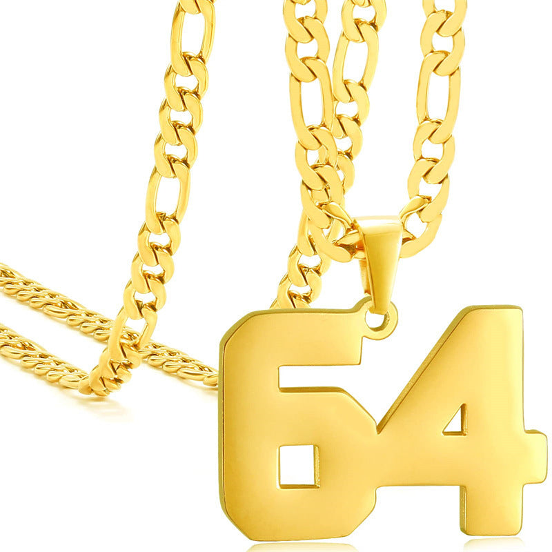 Minimalist Numeric Pendant Necklace for Men and Women Stainless Steel Chain with Polished Titanium Steel Charm