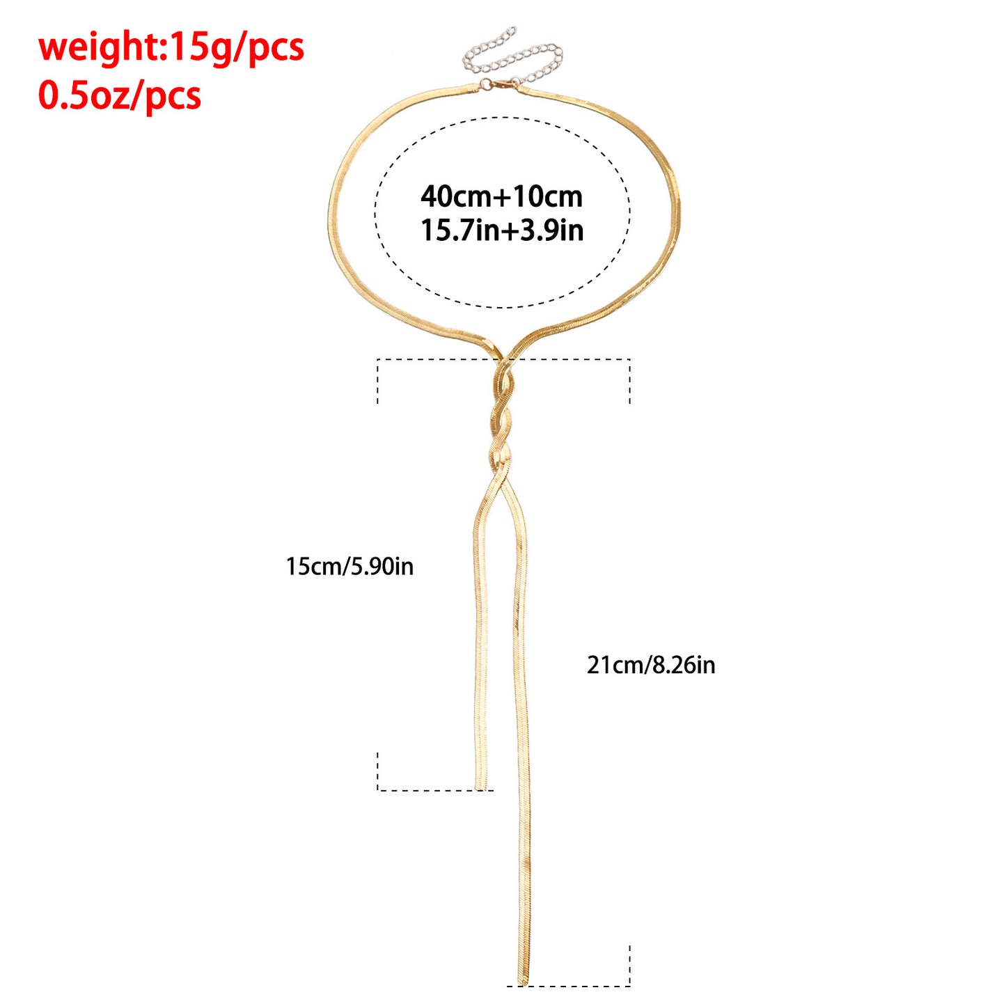 Minimalist Long Snake Chain Necklace for Women Geometric Shape Alloy Pendant with Tassel and Plated Finish