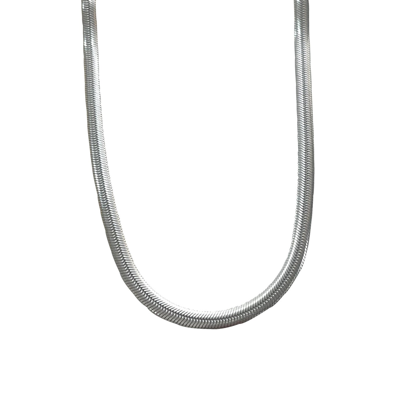 Collana a Catena a Serpente a U Minimalista in Acciaio al Titanio da Donna con Finitura Lucida e Delicato Design a Ciondolo