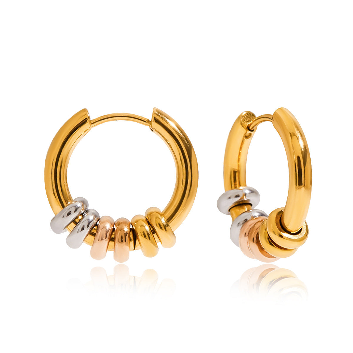 Orecchini a Cerchio Geometrici Minimalisti in Acciaio Inox da Donna con Finitura Placcata, Gioielli Lussuosi Ipoallergenici e Resistenti allo Sbiadimento