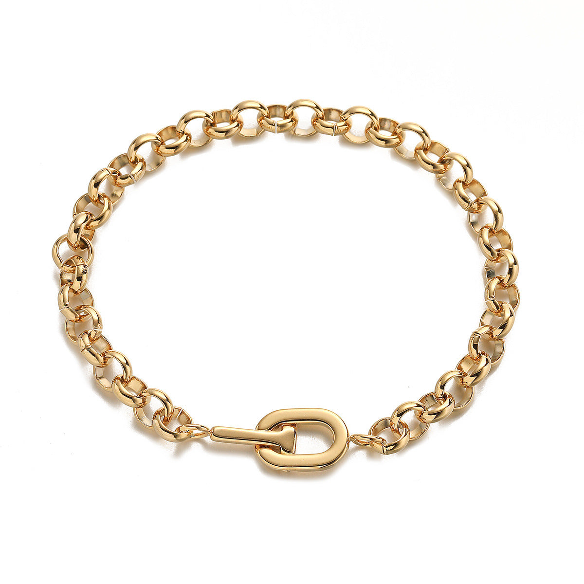 Bracciale da donna in acciaio inossidabile placcato oro 18 carati con forma irregolare minimalista