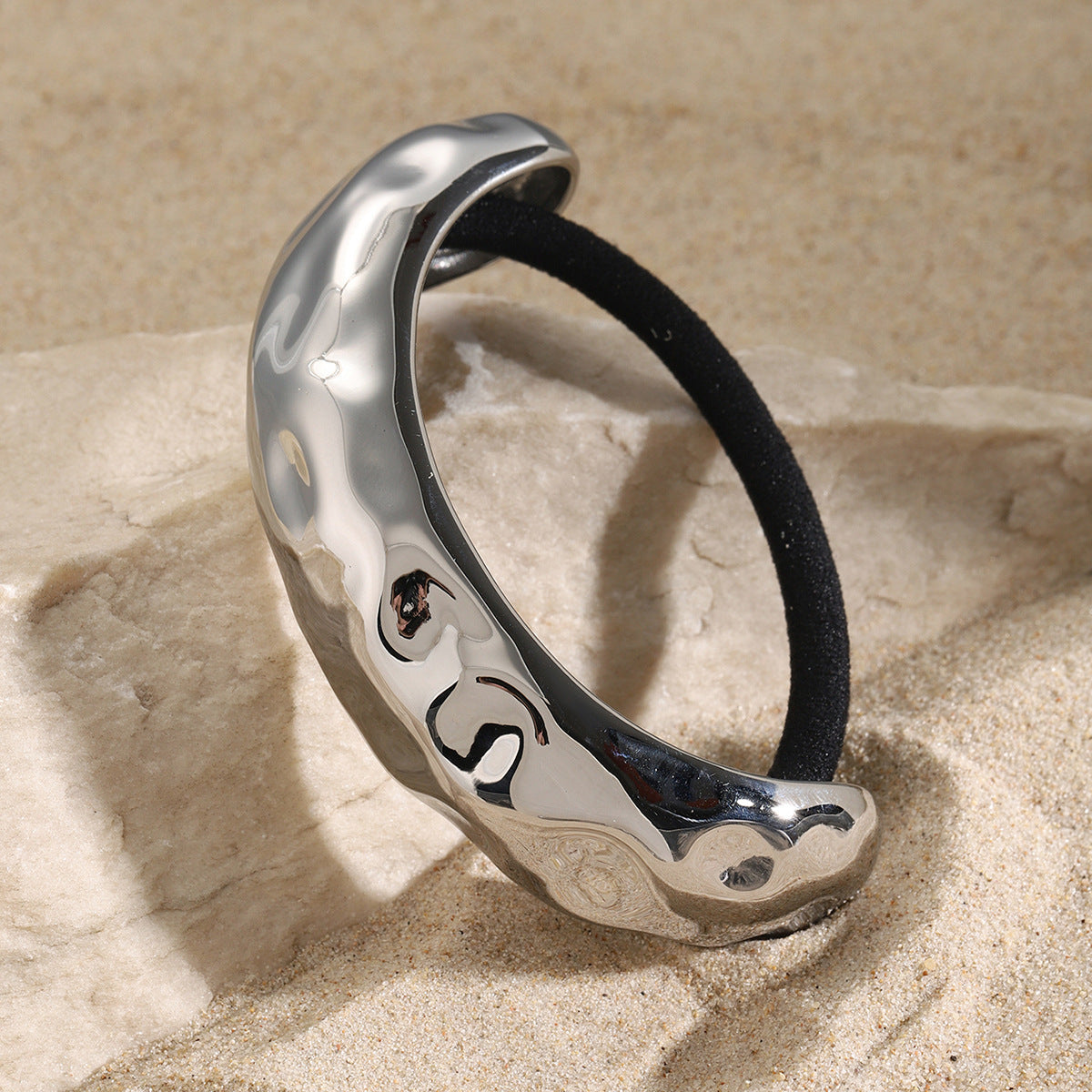 Minimalist U-Shaped Stainless Steel Hair Tie with Plated Finish for Ponytail, Fashion-Forward Office Accessory