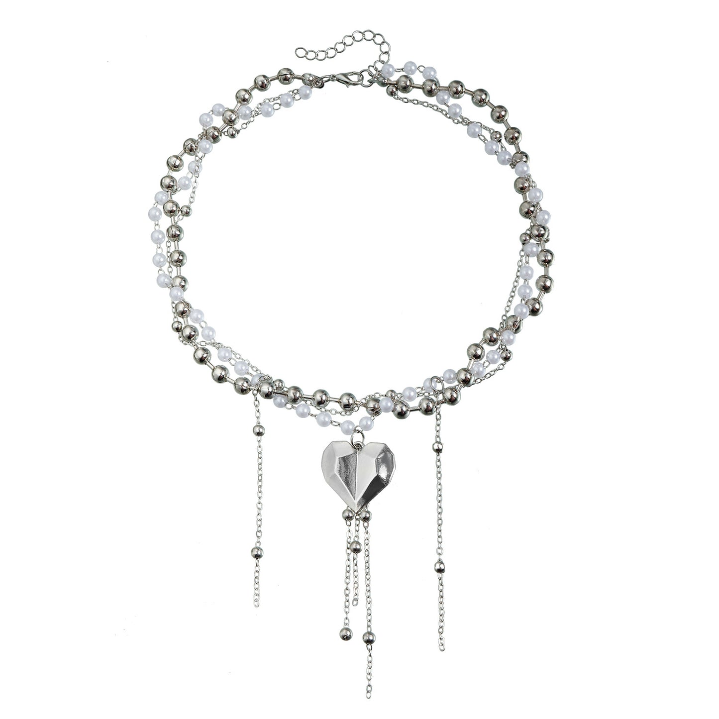 Minimalist Heart-Shaped Alloy Pendant Necklace with Tassel Detail for Women, Gold-Plated Clavicle Chain