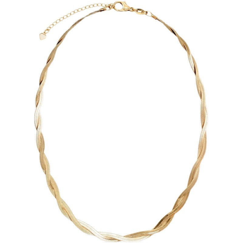 Collar de cadena minimalista geométrico de acero de titanio para mujeres y hombres, unisex, estilo hueso de serpiente, ajustable de acero inoxidable tipo gargantilla