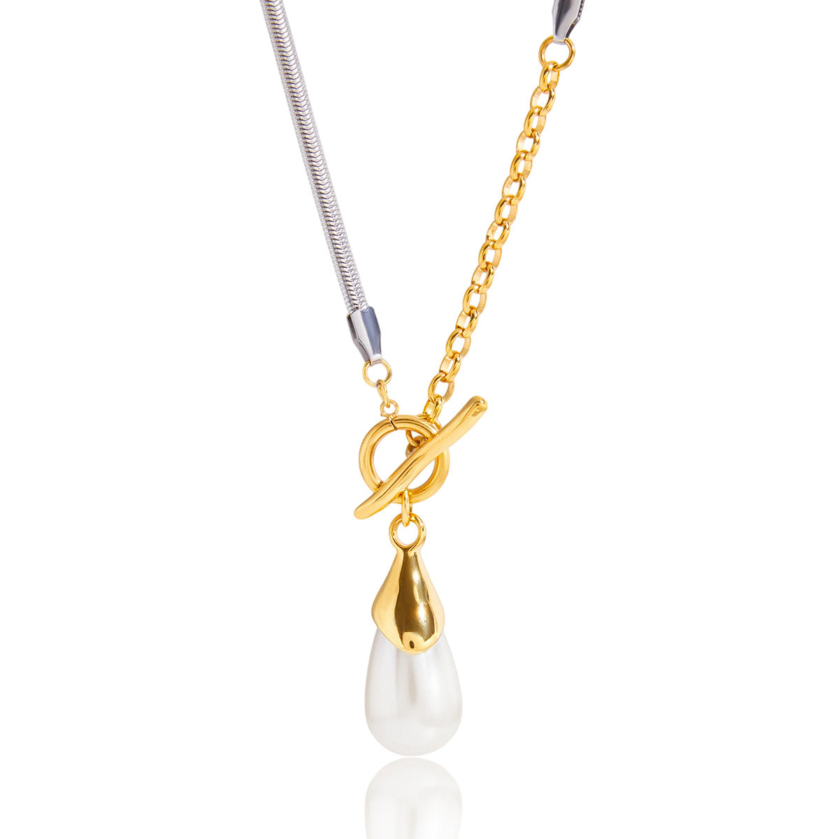 Collar de Perlas Geométricas de Acero de Titanio con Acabado Chapado para Mujer, Joyería Minimalista de Lujo