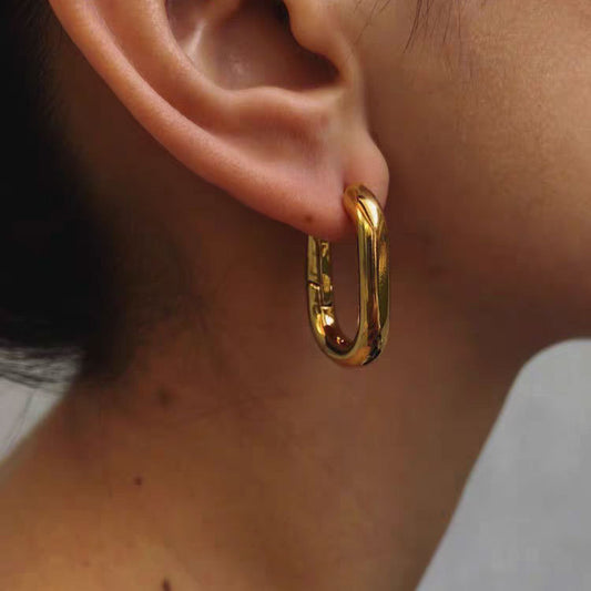 Minimalist U-Shaped Titanium Steel Ear Studs with 18K Gold Plating for Women and Men