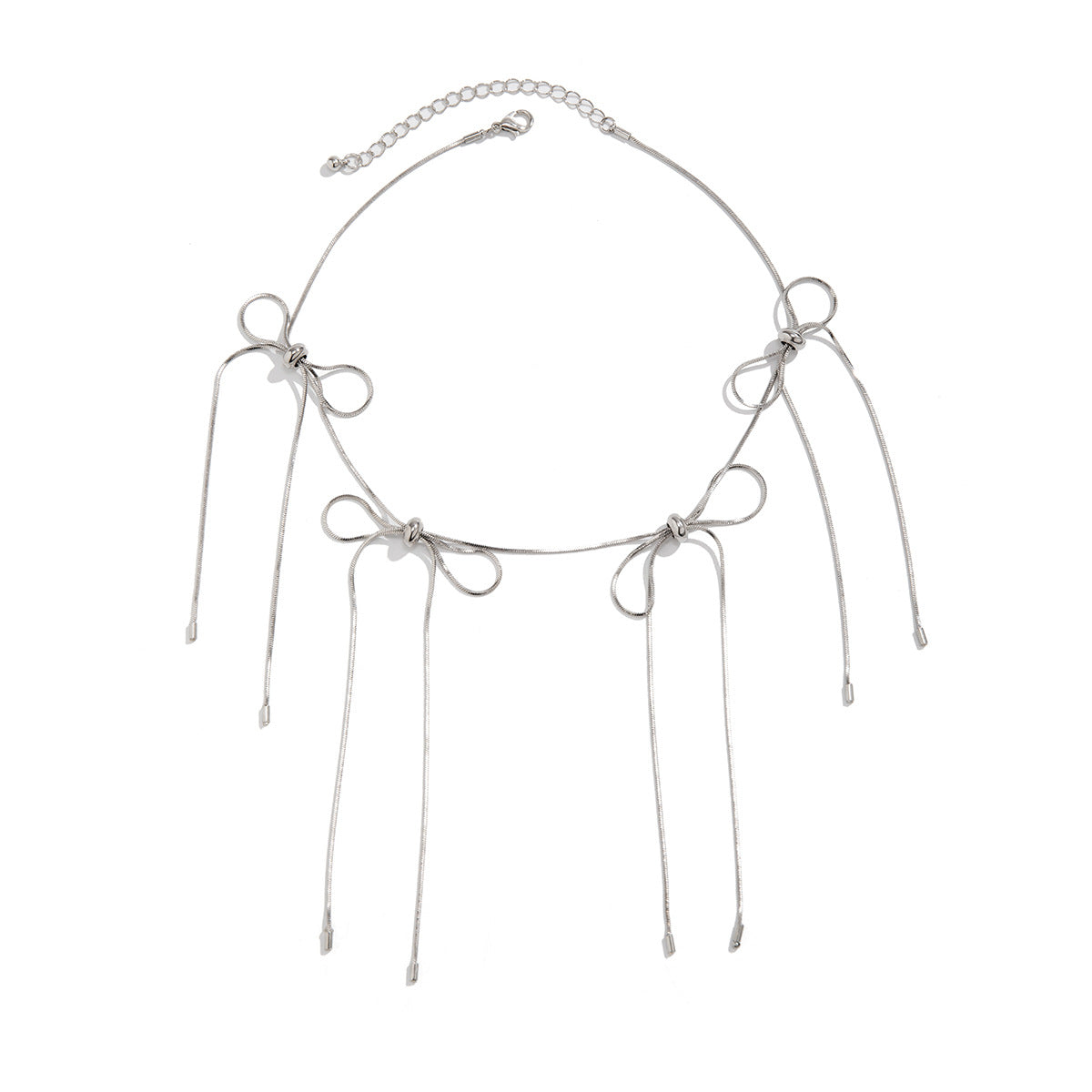 Gargantilla minimalista con forma de lazo para mujer con cadena de serpiente de cobre y diseño geométrico