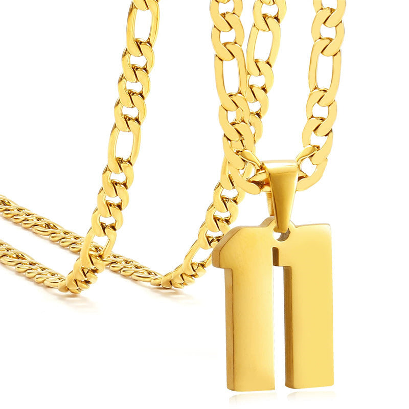 Minimalist Numeric Pendant Necklace for Men and Women Stainless Steel Chain with Polished Titanium Steel Charm
