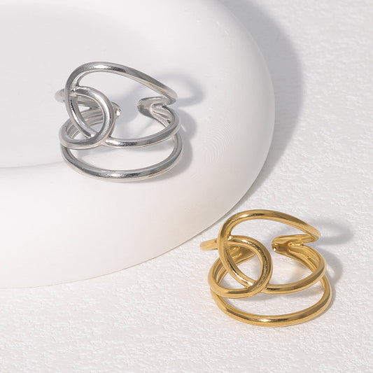 Minimalist Geometric Irregular Open Ring 18K Gold Plated Stainless Steel Fashion Jewelry for Women