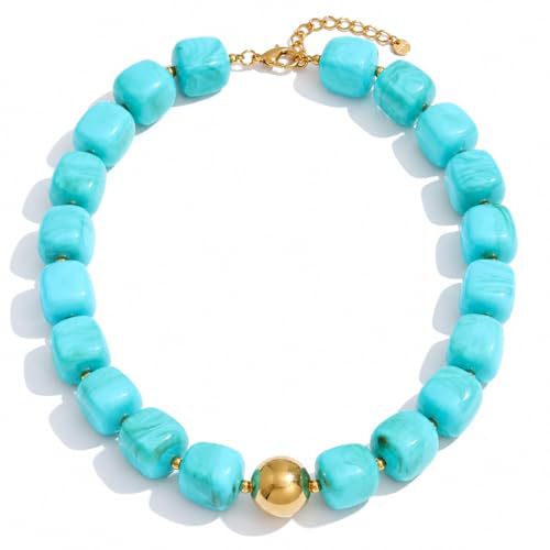 Casual Square Resin Polished Pendant Necklace for Women